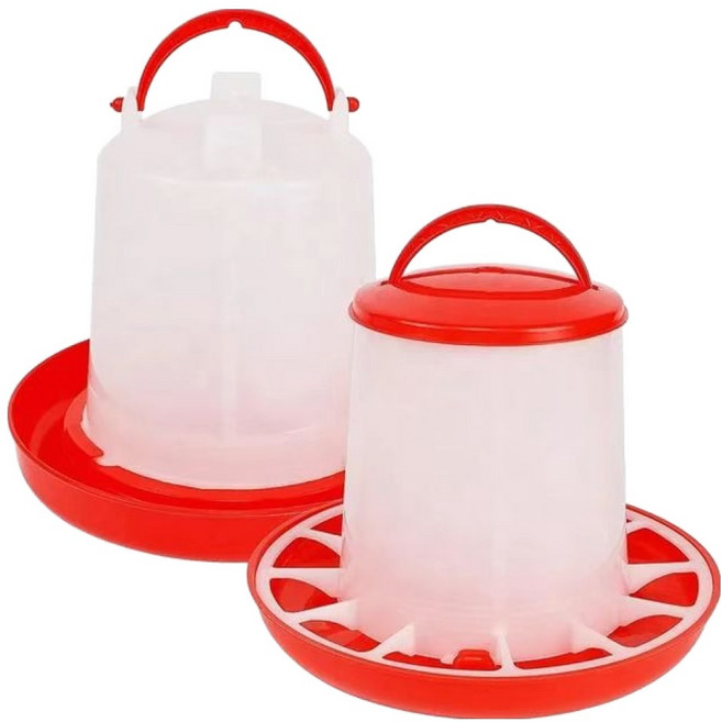 레몽크리프 병아리사료 모이통 1.5kg + 물통 1L 세트, 레드, 1세트