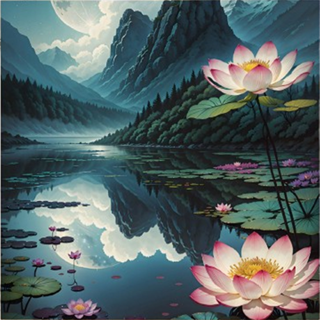 포텐키트 풍경의 유화그리기 캔버스 + 지지등판 + 페인트 + 붓 세트 20 x 20 cm, 스타일14, 1세트