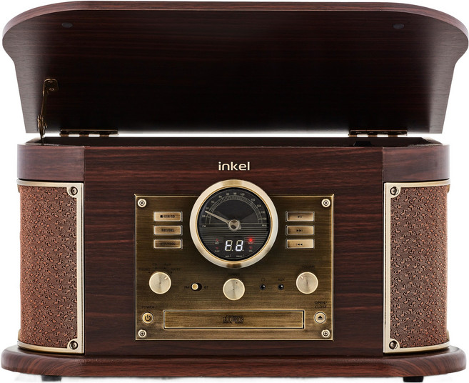 인켈 LP 올인원 블루투스 오디오 스피커 CD 플레이어 턴테이블, IK-A1090LP, 월넛