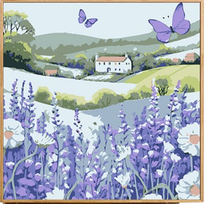 포텐키트 풍경의 유화그리기 캔버스 + 지지등판 + 페인트 + 붓 세트 20 x 20 cm, 스타일24, 1세트