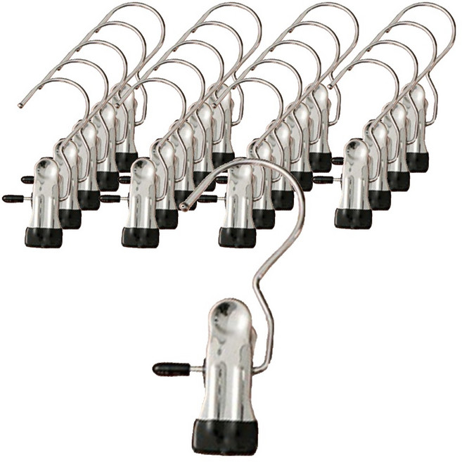 앞날창창 외집게 바지 치마 논슬립 옷걸이, 블랙, 20개