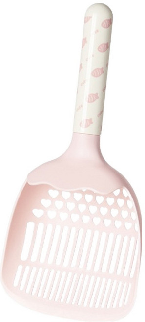 파스텔펫 고양이 패턴핸들 화장실 모래삽, 핑크, 1개