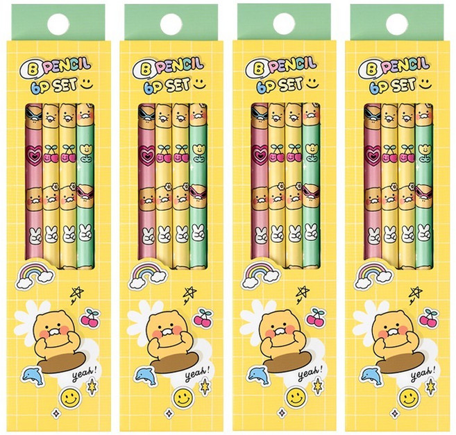 아이콘스 카카오프렌즈 세이치즈 연필 B 3종, 혼합색상, 24개