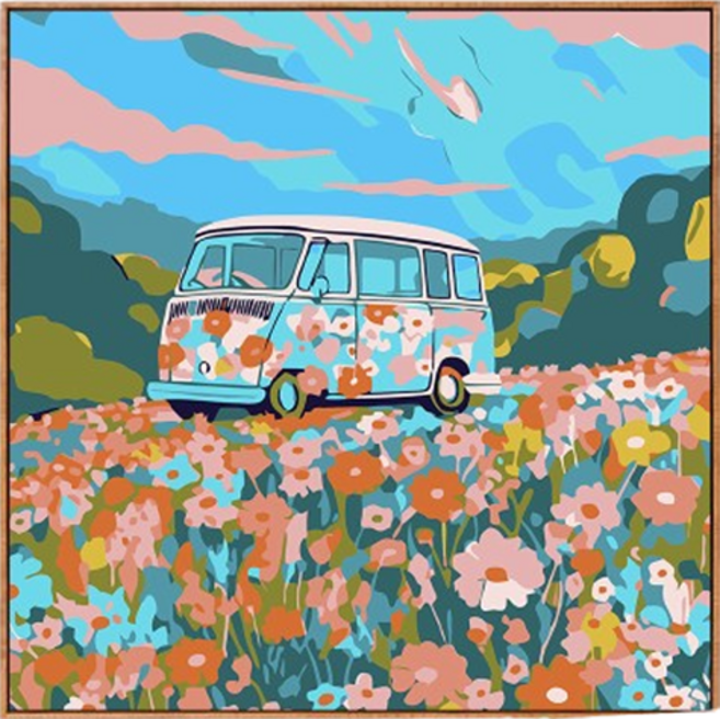 포텐키트 풍경의 유화그리기 캔버스 + 지지등판 + 페인트 + 붓 세트 20 x 20 cm, 스타일2, 1세트