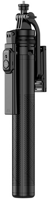 CYKE 不鏽鋼伸縮收納藍牙自拍棒/360度旋轉相機支架/直播腳架, 黑色, 1支