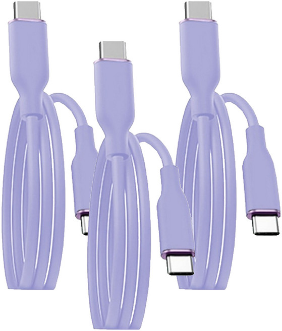 小麥購物 Type-C系列 65W Type-C數據線 L1362, 120cm, 3條, 紫色