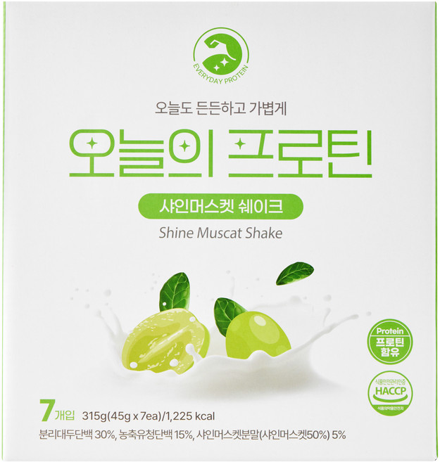 심박 오늘의 프로틴 쉐이크 샤인머스켓맛 7p, 1개, 315g