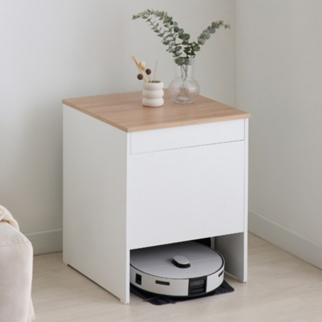 제우스가구 라인 DIY 로봇청소기 수납장, 내츄럴화이트