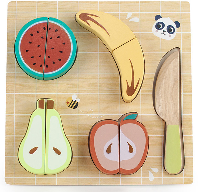 하이판다 과일 썰기 소꿉놀이 퍼즐, 혼합색상, 1개