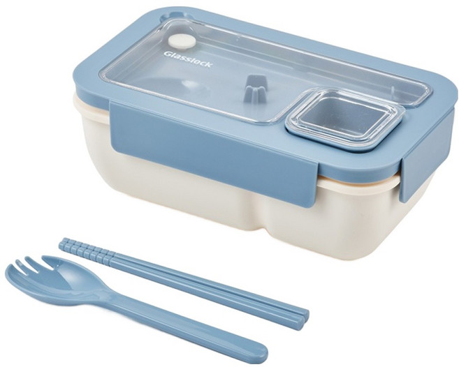글라스락 클리어캡 런치박스, 소다블루, 1개
