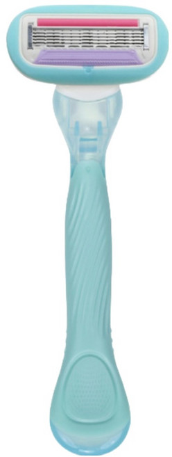 바롬몰 여성용 5중날 긁힘방지 면도기 롱 그린헤드 5.5 x 13.8 cm + 블레이드 세트, 1개입, 1개