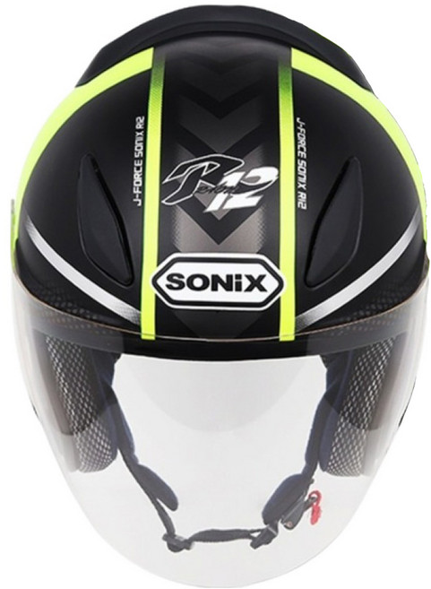 아우라헬멧 SONIX R12 오픈페이스 헬멧, 무광블랙 + 그린