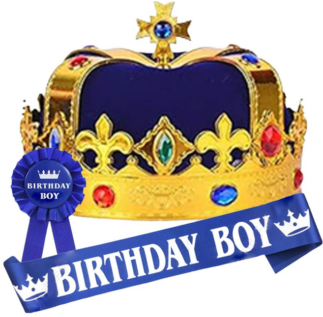 미미파티 생일 파티 왕관 왕자 크라운 중세 3종 패키지, 벌스데이 보이, 1세트
