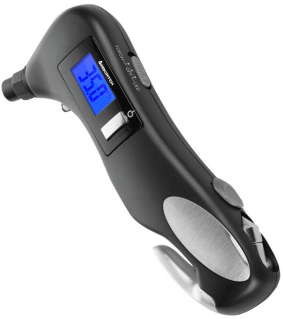 ANBORTEH 安伯特 定海神針Pro五合一數位顯示胎壓錶/胎壓偵測器/胎壓檢測/破窗錘, 黑色, 1個