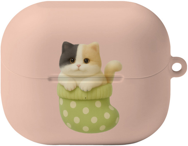 Imooi 第8季 三星 Galaxy Buds3 Buds3 Pro 硬殼保護套, 1個, 單一商品, 襪子貓2 三花貓