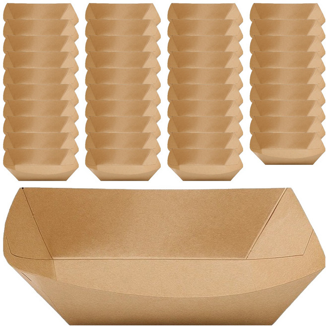 일회용 크라프트 종이 사각 접시 중 15.5cm, 40개입, 1세트