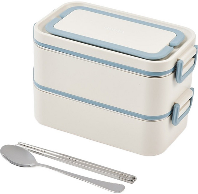 글라스락 더블클립 2단 런치박스, 소다블루, 1개