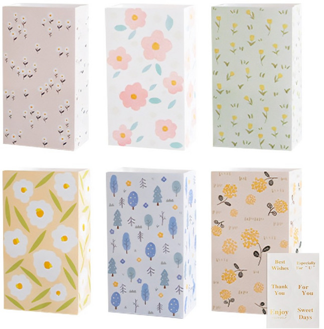 모던앳 플라워 구디백 종이봉투 6종 세트, 파스텔, 1세트