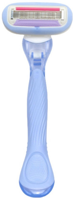 바롬몰 여성용 5중날 긁힘방지 면도기 롱 블루헤드 5.5 x 13.8 cm + 블레이드 세트, 1개입, 1개