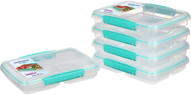 Sistema 시스테마 To Go 모듈러 밀프렙 분리형 런치 도시락통 민티틸, 5개, 도시락통 5p