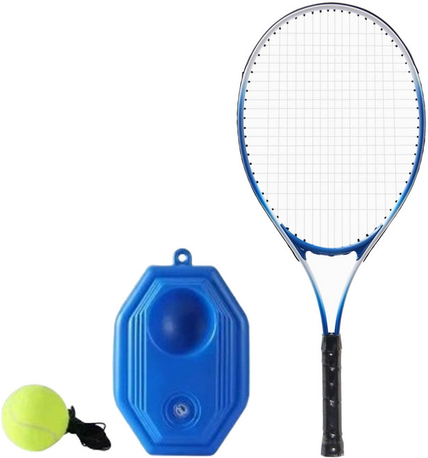 썸즈마인 연습 테니스 라켓 67 x 27 cm + 베이스 + 공 세트, 블루, 1세트