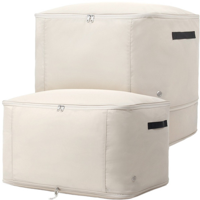 올리빙 패브릭 압축 확장 리빙박스, 라이트베이지, 2개