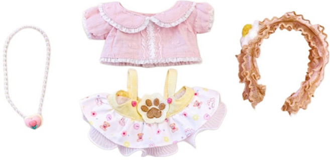 나야나야 빈티지컬렉션 허니테디 솜인형 옷 세트, 혼합색상, 1세트