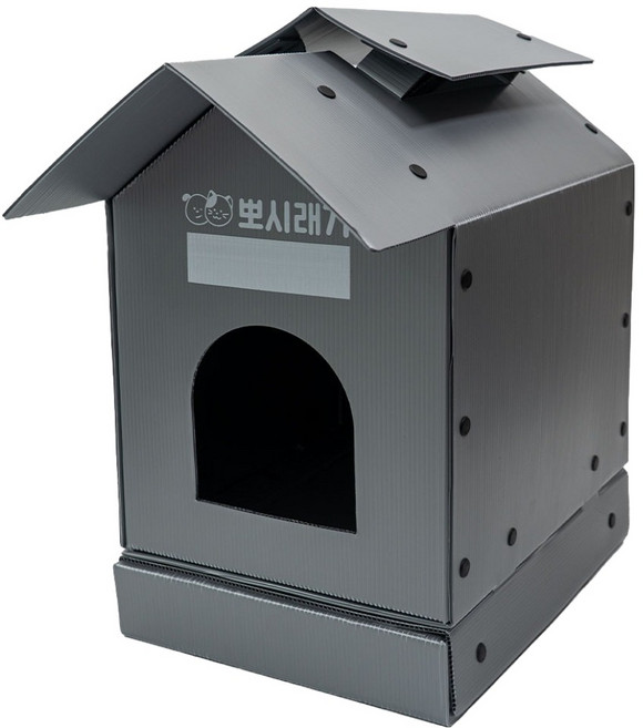 뽀시래기 반려동물 야외 방수 2단 하우스, 그레이, 1개