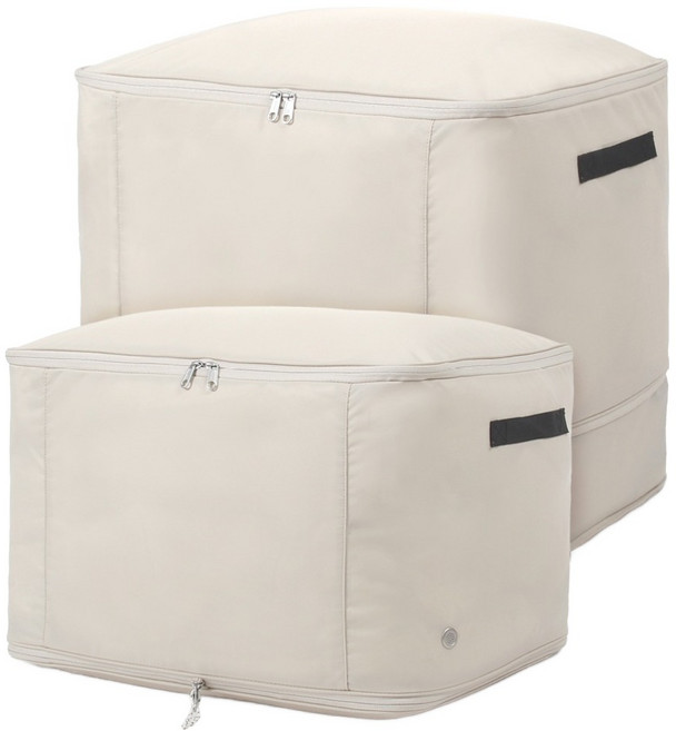 올리빙 패브릭 압축 확장 리빙박스, 라이트베이지, 2개