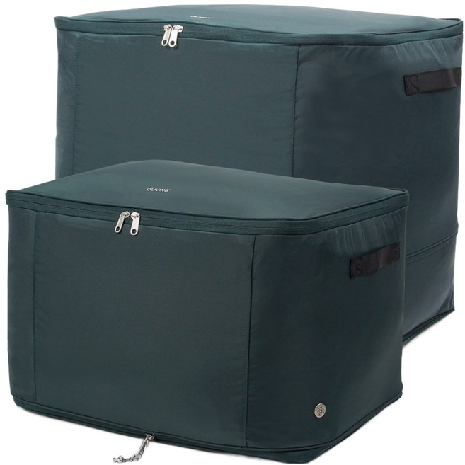 올리빙 패브릭 압축 확장 리빙박스, 모스그린, 2개