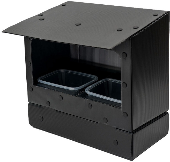 뽀시래기 반려동물 급식소 밥그릇 야외 방수 2단 하우스, 블랙, 1개