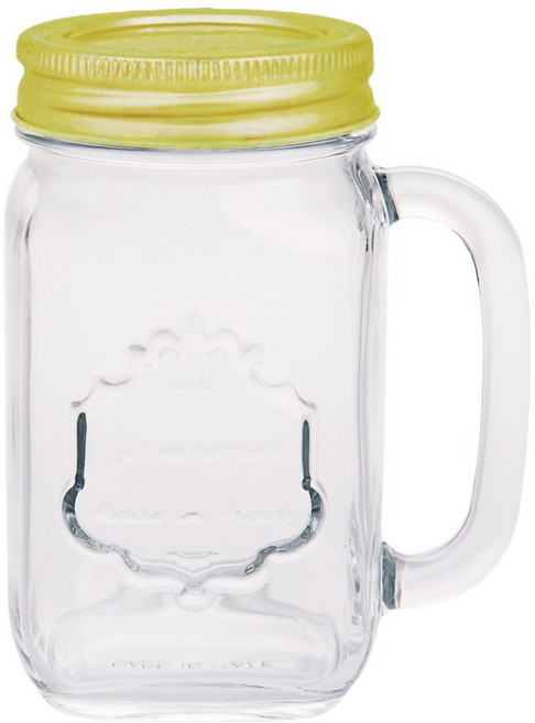 EXCELSA 單柄梅森玻璃杯 480ml, 透明色 + 金色, 1個