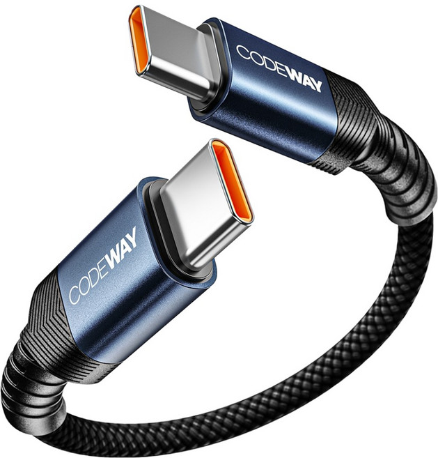 코드웨이 C타입-C타입 초고속충전 데이터 숏 케이블, 15cm, 블루 (C to C ), 1개