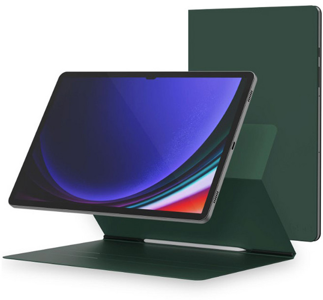 지에스비케이스 갤럭시탭 마그네틱 자석 북커버 슬림 케이스, 그린, 1개