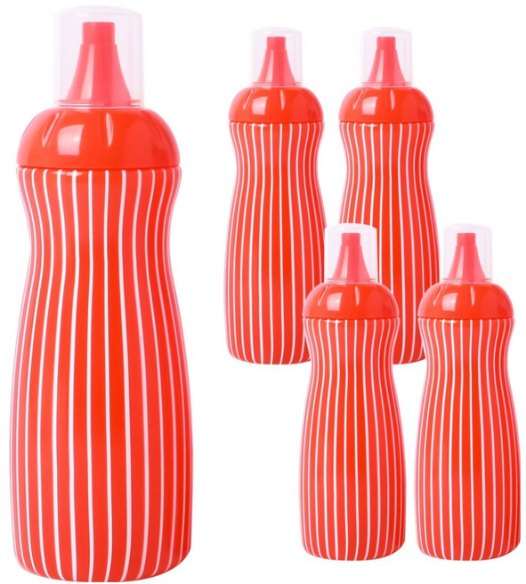 주방탑스타 레드 앤 화이트 업소용 케첩 양념 소스병 중, 5개, 360ml