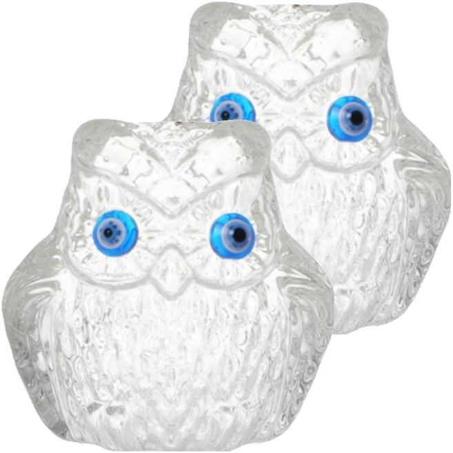 Misoroun 高級貓頭鷹裝飾品 迷你藍眼睛 2入, 單一顏色