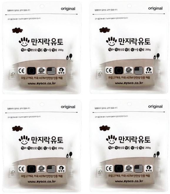 Eyaco Manjirak 柔軟黏土 小學生用 200g, 4包, 淺棕色