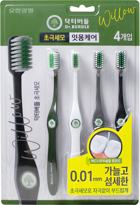 닥터버들 초극세모 칫솔 세트, 4개입, 1세트