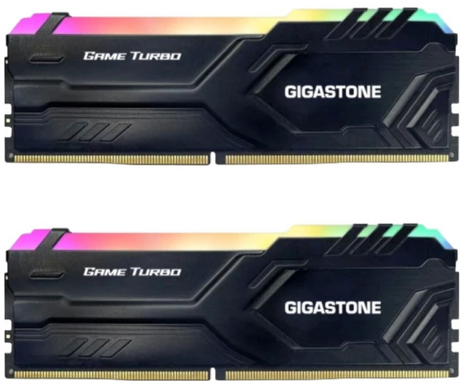 GIGASTONE 立達 GAME TURBO DDR4 3200 RGB 電競超頻 桌上型記憶體 PC專用 16GB 黑色, 2個, D4-3200-16U-2-TURBO