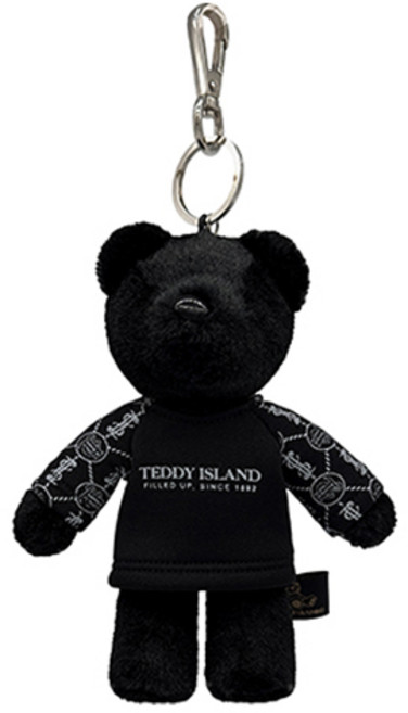 테디아일랜드 테디베어 티셔츠 키링, BLACK + BLACK, 1개, 15cm