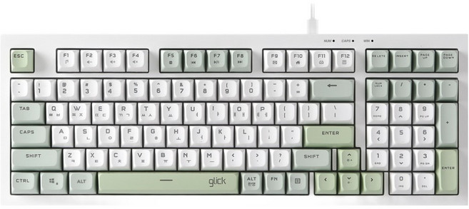 지클릭커 OFFICEPRO 사일런스 M RGB 풀윤활 무소음 98키 유선 키보드, Greenwich CR1, OPK50, 제조사축