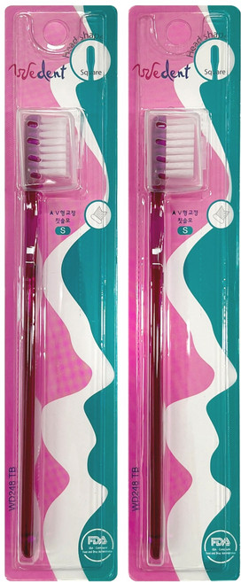 위덴 사각헤드 교정 부드러운모 칫솔 플럼 S, 1개입, 2개