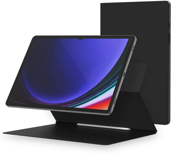 지에스비케이스 갤럭시탭 마그네틱 자석 북커버 슬림 케이스, 블랙, 1개