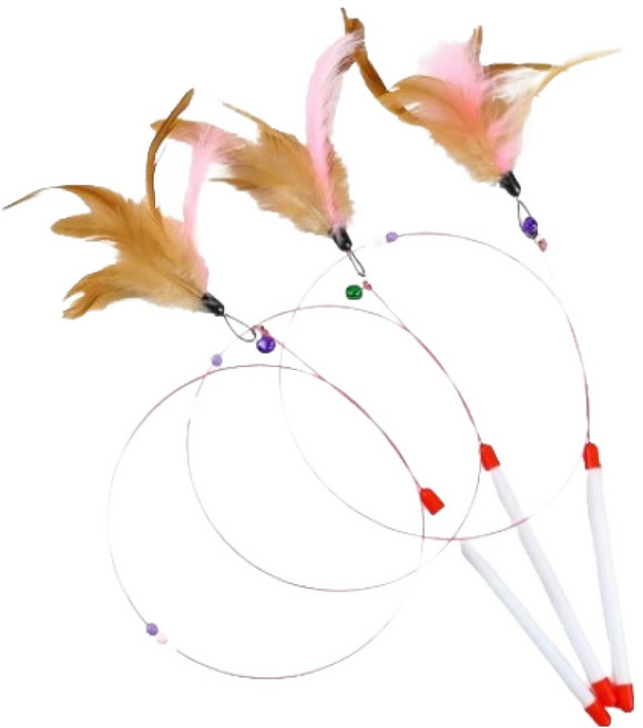 고양이 장난감 낚시대, 브라운, 3개