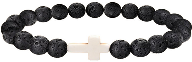 로시테라 십자가 팔찌 8mm, 화산석, 1개