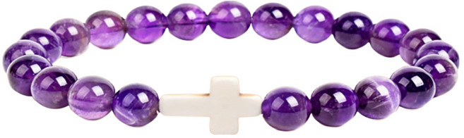 로시테라 십자가 팔찌 8mm, 자수정, 1개