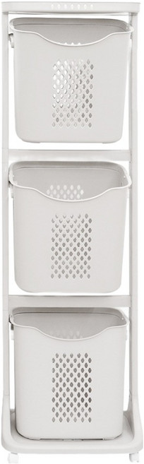 올유리빙 베이직 스윙 3단 빨래바구니, 화이트