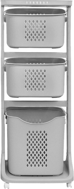 올유리빙 베이직 스윙 빨래바구니 3단, 그레이