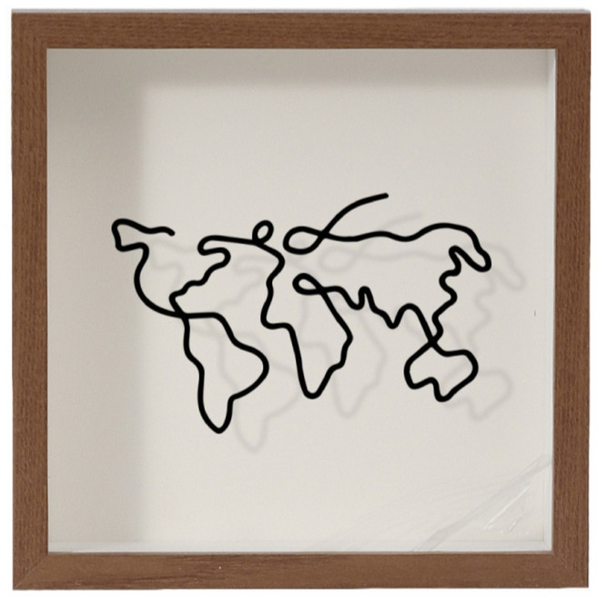 小麥購物 門票/明信片回憶儲存盒/相框式存錢罐 20 x 20cm 地圖, 胡桃色, 1個