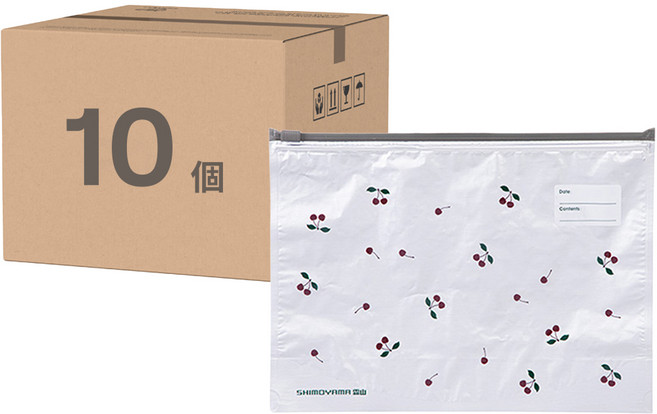 SHIMOYAMA 印花風可重複使用鋁鈦箔保鮮密封袋 10入, 1盒, 白色